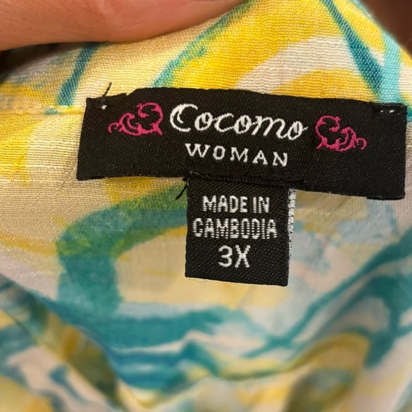 Cocomo Woman Sleeveless Summer V Neck 3/4 Button Down Blouse Sz 3X - Picture 5 of 6